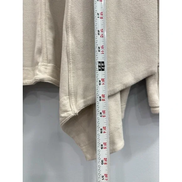 Athleta Open Front Cardigan Petite M Beige Tan Ribbed Knit Draped PM - Picture 4 of 7